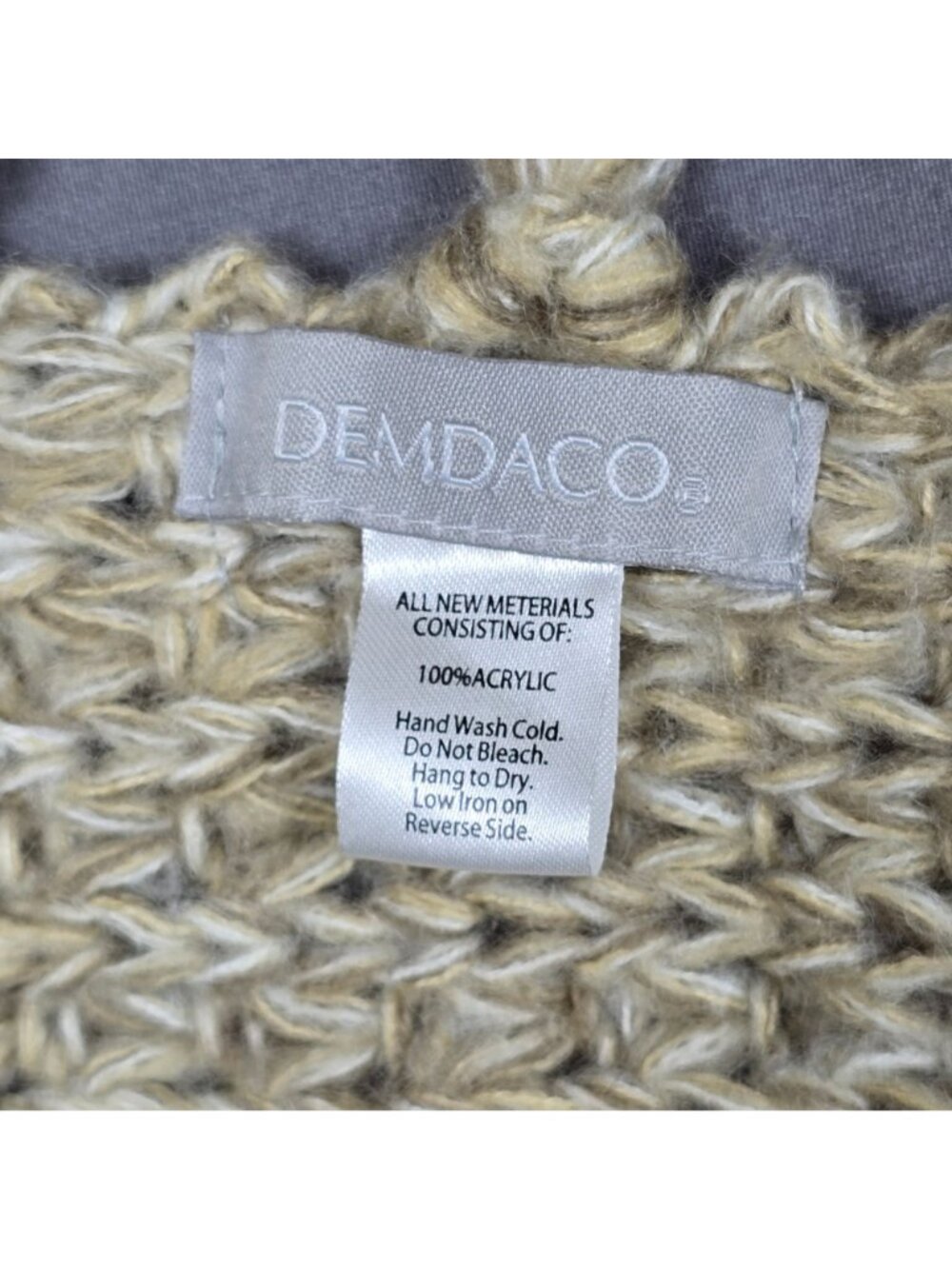 Handwoven Beige Knit  Shawl With Fringe Demdaco Boho - Picture 2 of 3